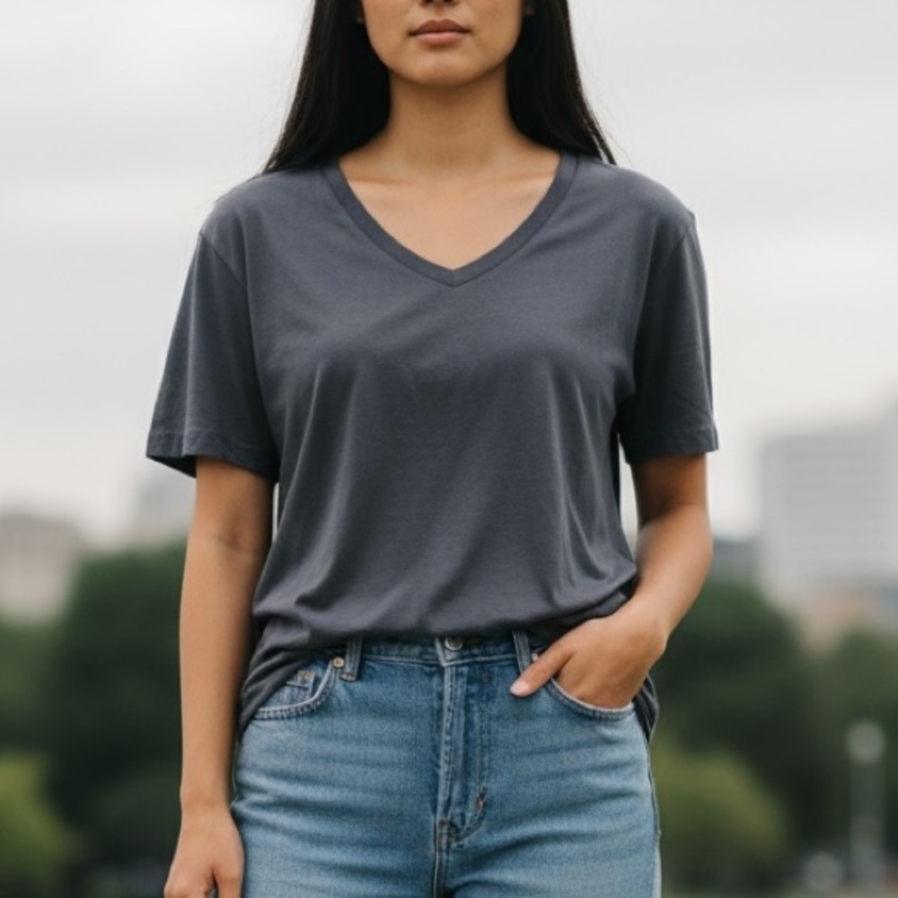 Active USA Gray Short Sleeve T-Shirt Women’s Casual Tee
